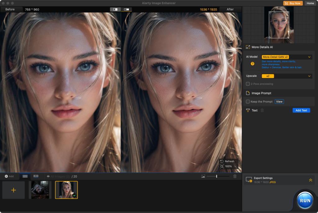 Aiarty image enhancer ui