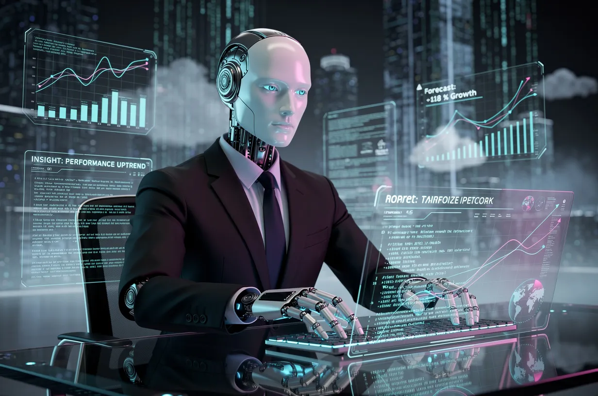 Agent IA autonome robot données holographique