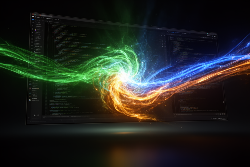 Illustration of the convergence of ChatGPT, Codex and Atlas into one OpenAI desktop super app