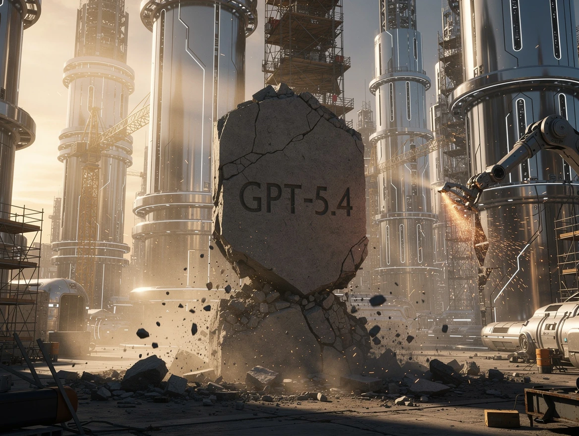 Crumbling stone monument engraved with "GPT-5