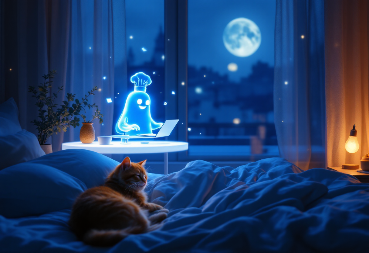Illustration de Gemini Spark, l agent IA persistant 24h sur 24 de Google, travaillant pendant que l utilisateur dort
